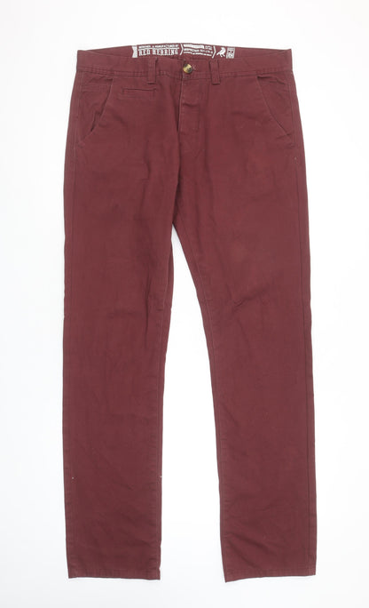 Red Herring Men's Red Straight Regular Fit Jeans 34L 34W
