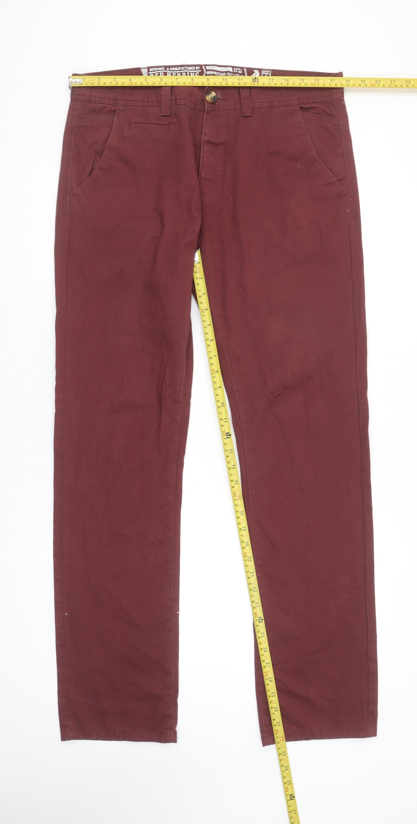 Red Herring Men's Red Straight Regular Fit Jeans 34L 34W