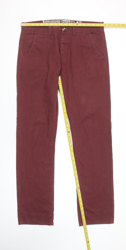 Red Herring Men's Red Straight Regular Fit Jeans 34L 34W