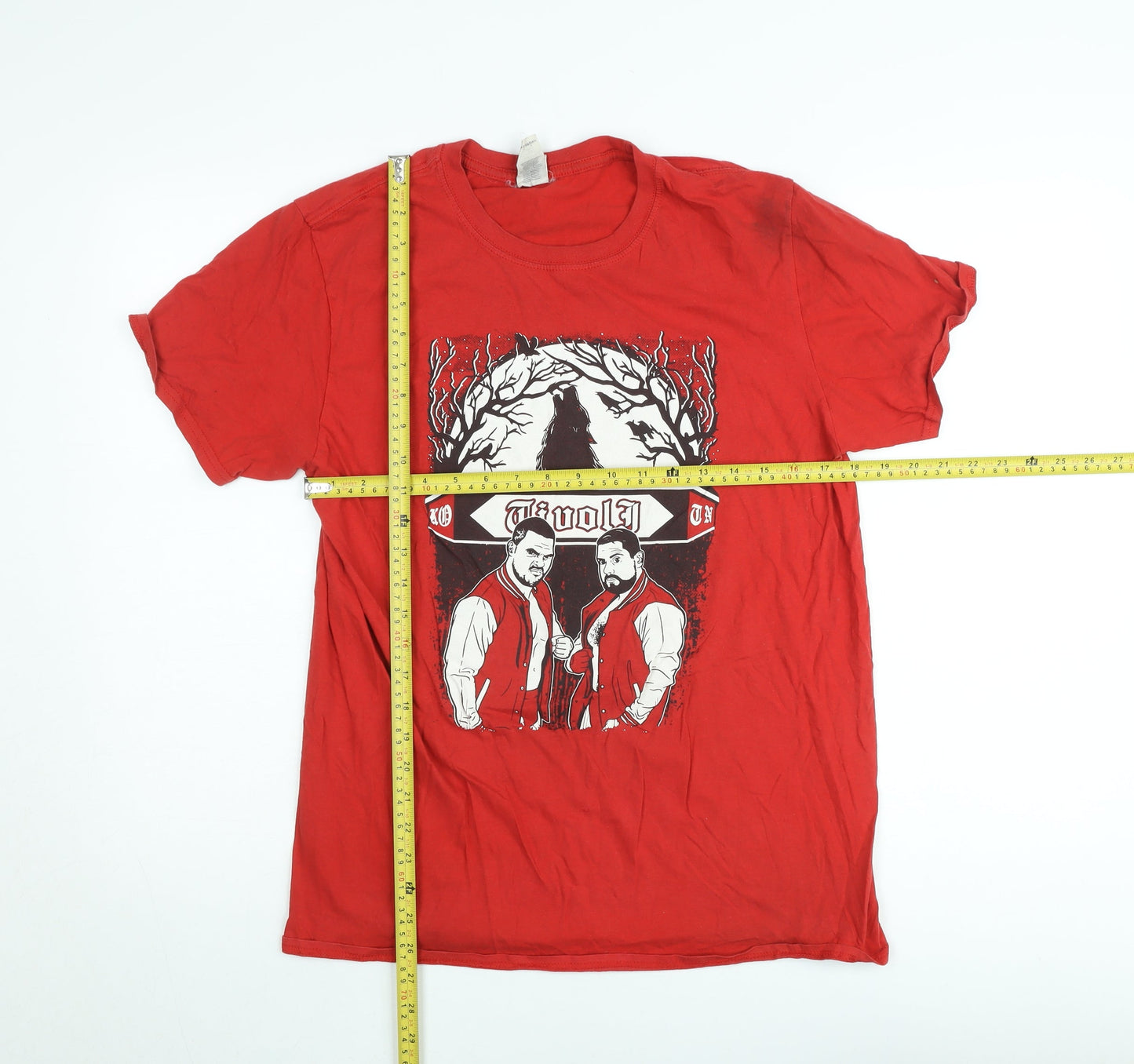 Gildan Men’s Red Music Band Graphic Softstyle T-Shirt Size L