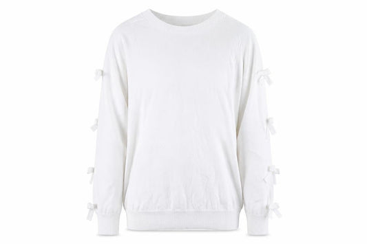 Savida Women’s White Bow Sleeve Knit Blouse Size M