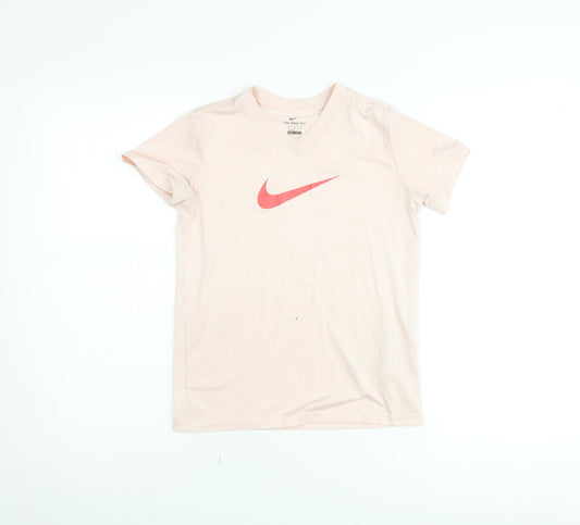 Nike Teens Pink Dri-Fit V-Neck Sports T-Shirt Size XS