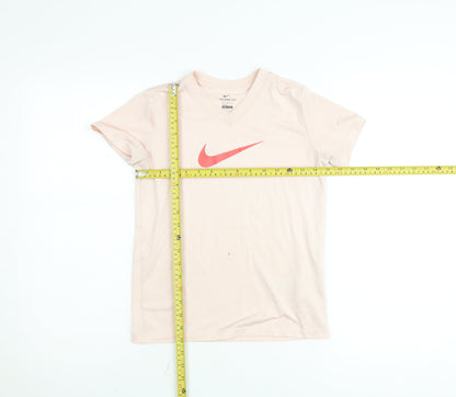 Nike Teens Pink Dri-Fit V-Neck Sports T-Shirt Size XS