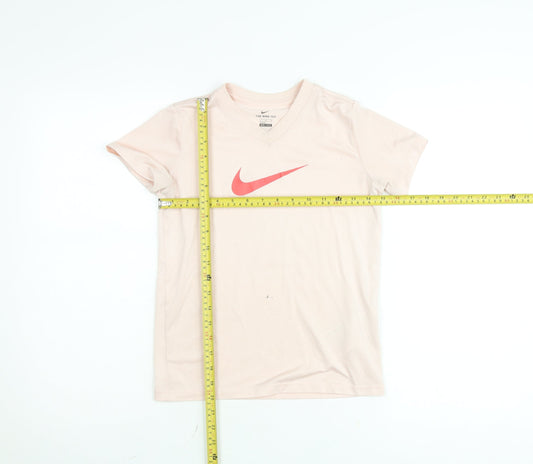 Nike Teens Pink Dri-Fit V-Neck Sports T-Shirt Size XS