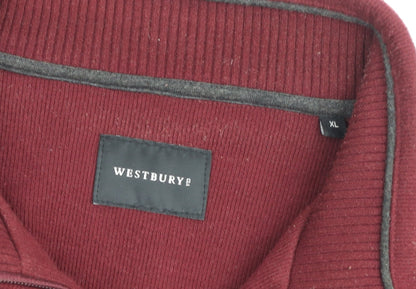 Westbury Men’s Red XL 1/4 Zip Mock Neck Knit Pullover Sweatshirt