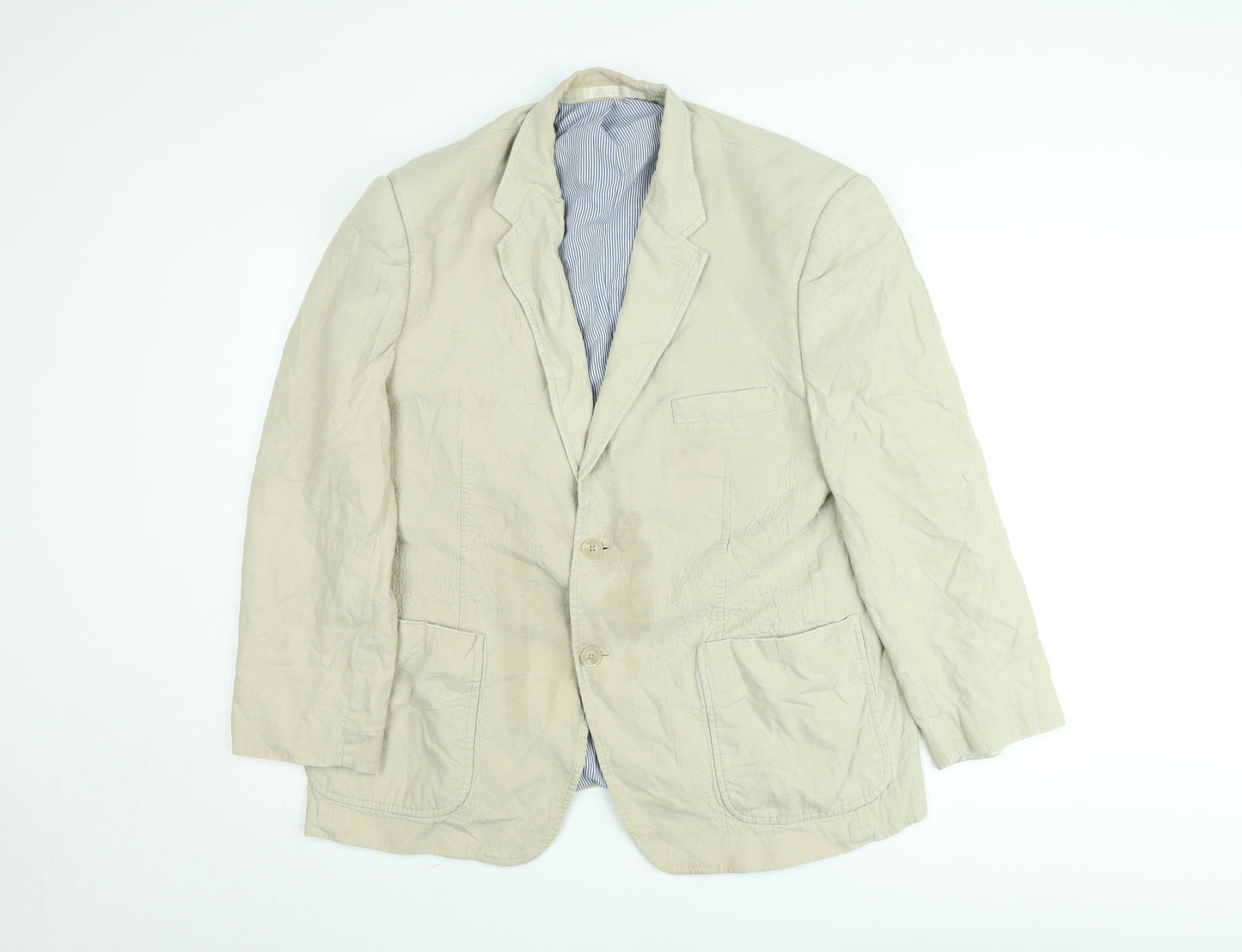Marks and Spencer Men’s Beige Linen Cotton Blazer Jacket 44S