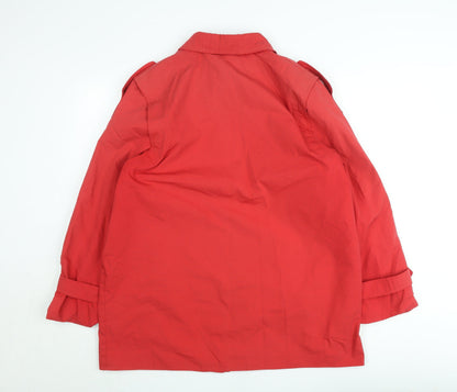 Etam Women Red Mid-Length Trench Coat Size 16 Lined Button Style