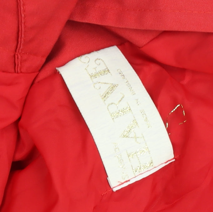 Etam Women Red Mid-Length Trench Coat Size 16 Lined Button Style