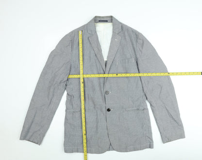 French Connection Men's Grey & White Striped Slim Fit Cotton Blazer M