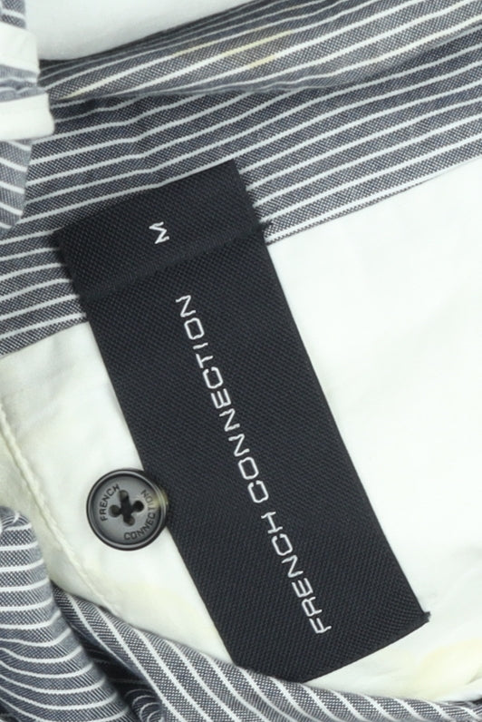 French Connection Men's Grey & White Striped Slim Fit Cotton Blazer M