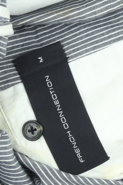 French Connection Men's Grey & White Striped Slim Fit Cotton Blazer M