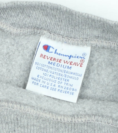 Champion Reverse Weave Grey Sweatshirt Women M Crew Neck Cotton Blend