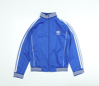 Adidas Men Blue Bomber Jacket S Retro Sports Style Zip
