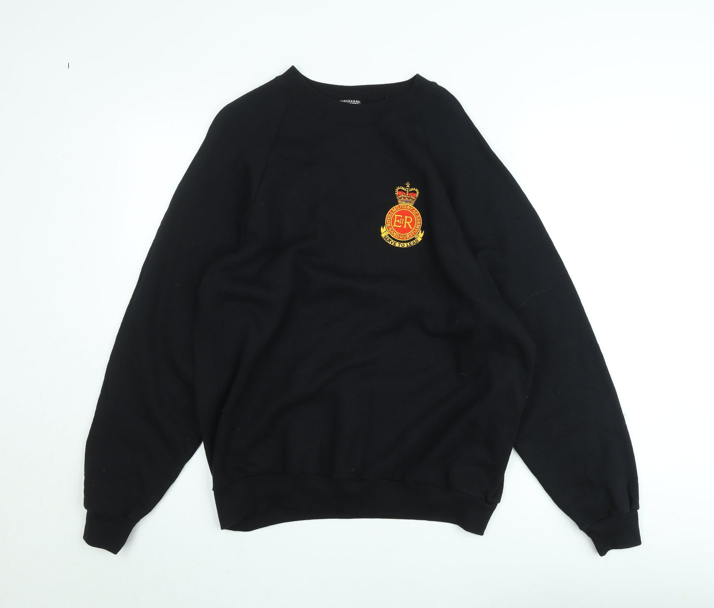 Fruit of the Loom Mens Black Embroidered Sweatshirt L Cotton Blend