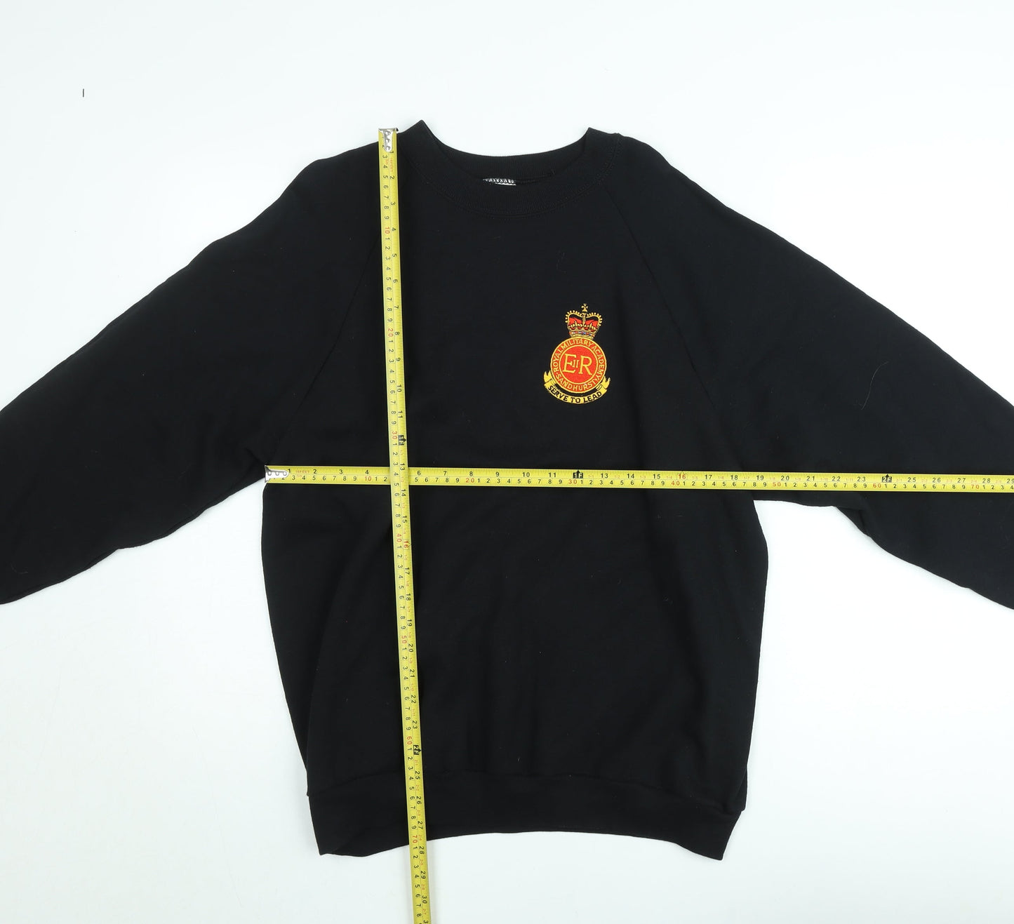 Fruit of the Loom Mens Black Embroidered Sweatshirt L Cotton Blend