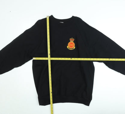 Fruit of the Loom Mens Black Embroidered Sweatshirt L Cotton Blend