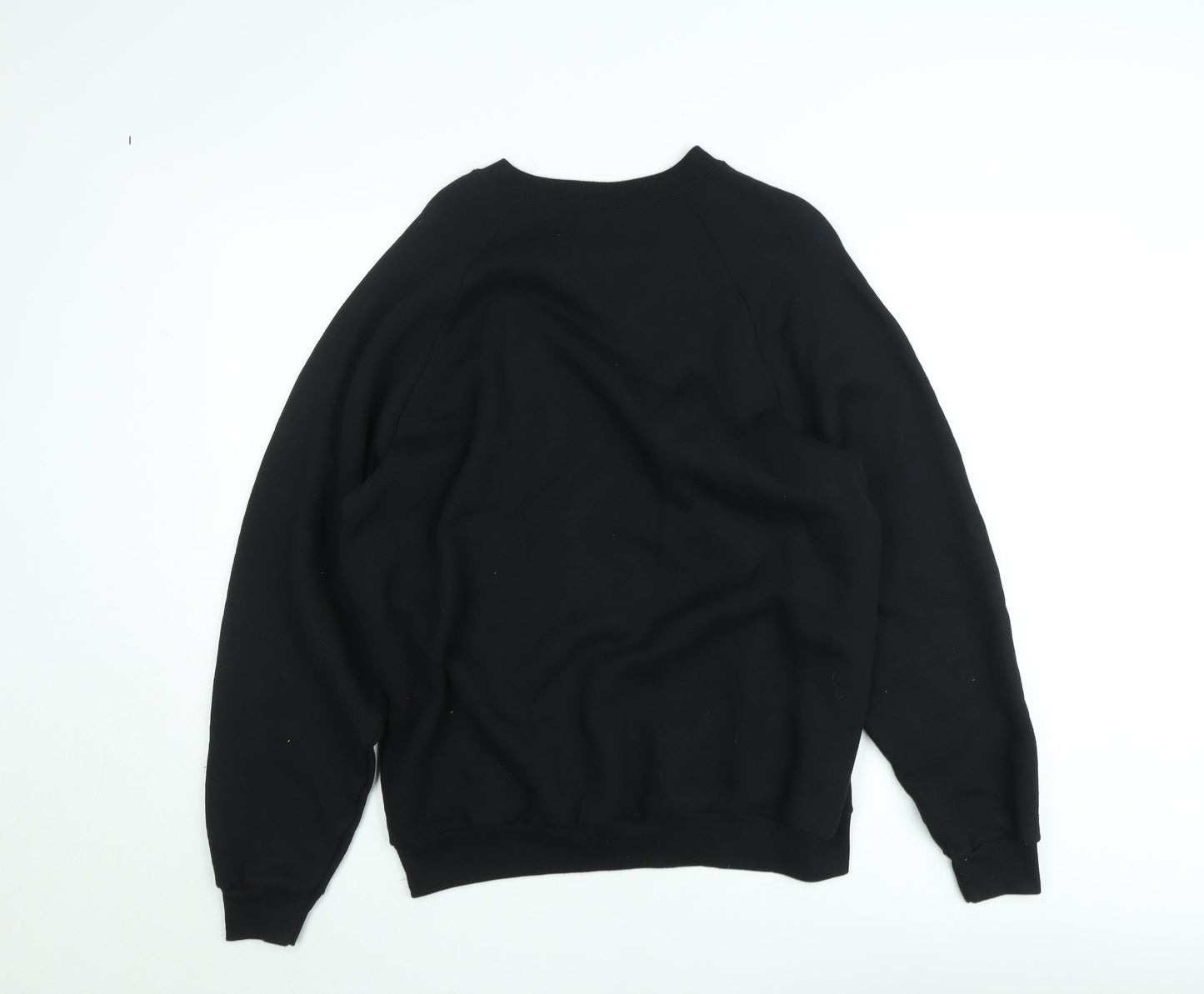 Fruit of the Loom Mens Black Embroidered Sweatshirt L Cotton Blend
