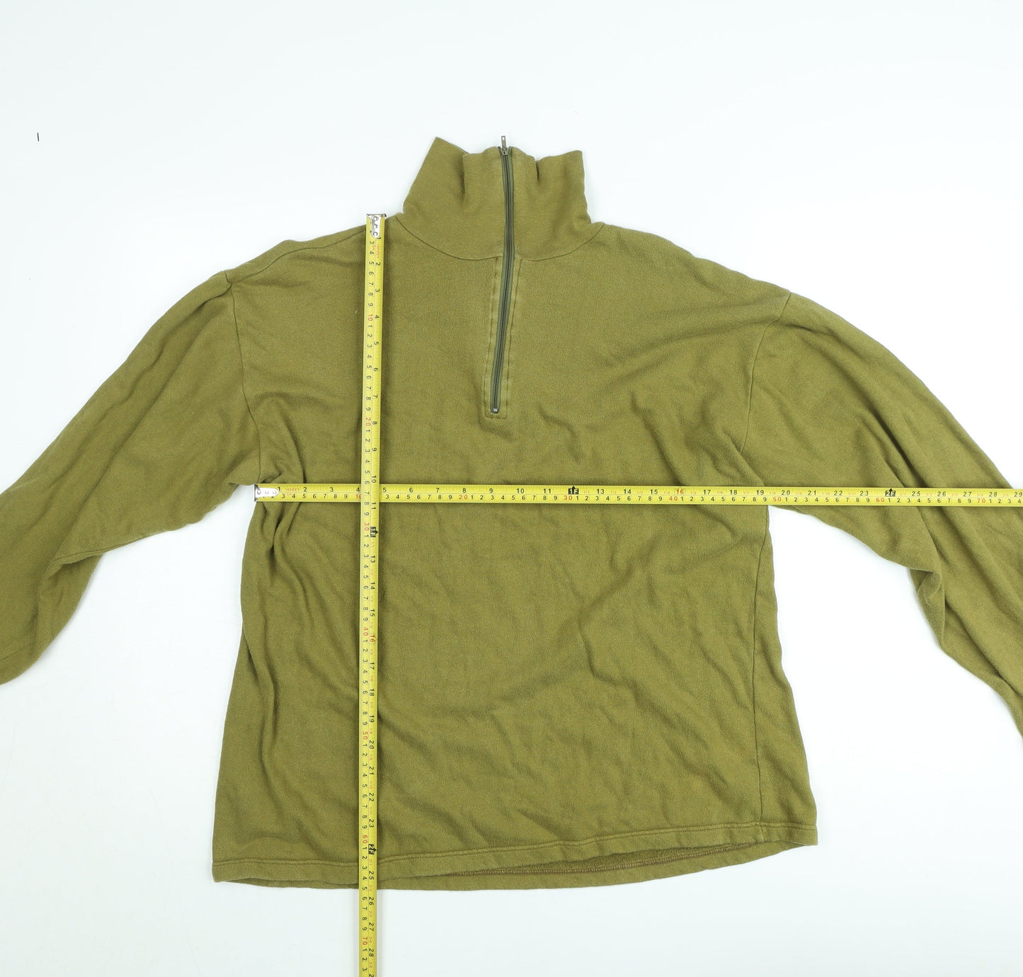 Vintage Thatchreed Norwegian Army Men's Green Fleece 1/4 Zip Sweatshirt S