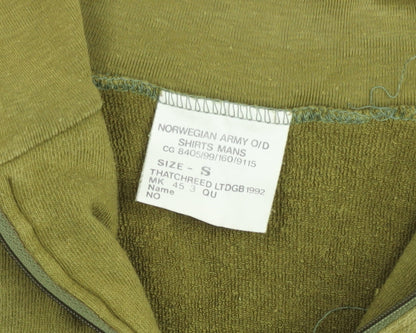 Vintage Thatchreed Norwegian Army Men's Green Fleece 1/4 Zip Sweatshirt S