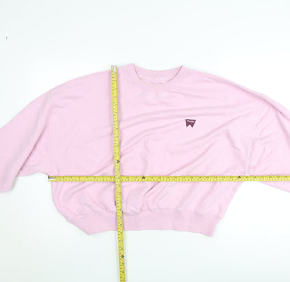 Wrangler Women Pink Crew Neck Cotton Pullover Sweatshirt Size S