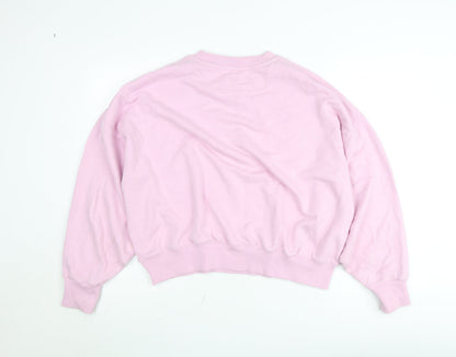 Wrangler Women Pink Crew Neck Cotton Pullover Sweatshirt Size S