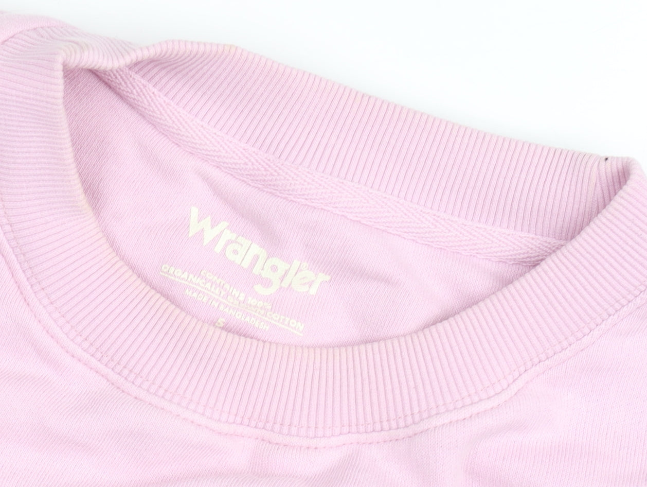 Wrangler Women Pink Crew Neck Cotton Pullover Sweatshirt Size S