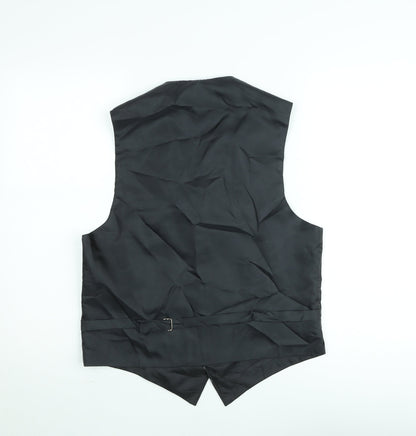 Beau Ties Mens Black Geometric Waistcoat M Formal Classic Vest