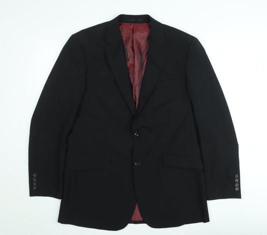 Skopes Men's Black Wool Blend Regular Fit Two Button Suit Jacket 40R