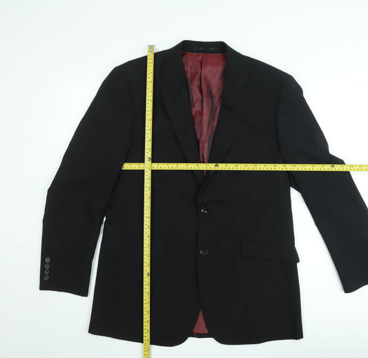 Skopes Men's Black Wool Blend Regular Fit Two Button Suit Jacket 40R