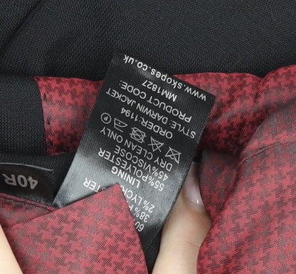 Skopes Men's Black Wool Blend Regular Fit Two Button Suit Jacket 40R