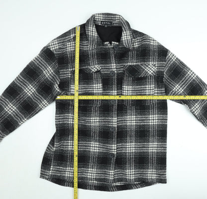 Motel Women’s Black Check Shacket Jacket Size M Checked Button Up Coat