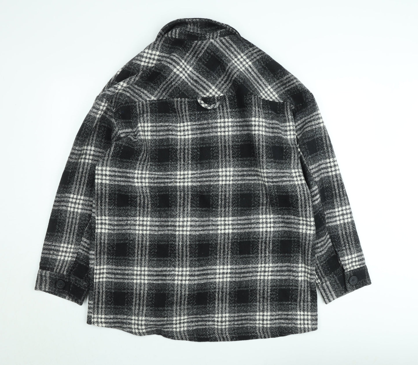 Motel Women’s Black Check Shacket Jacket Size M Checked Button Up Coat