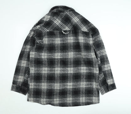 Motel Women’s Black Check Shacket Jacket Size M Checked Button Up Coat