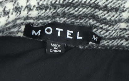 Motel Women’s Black Check Shacket Jacket Size M Checked Button Up Coat