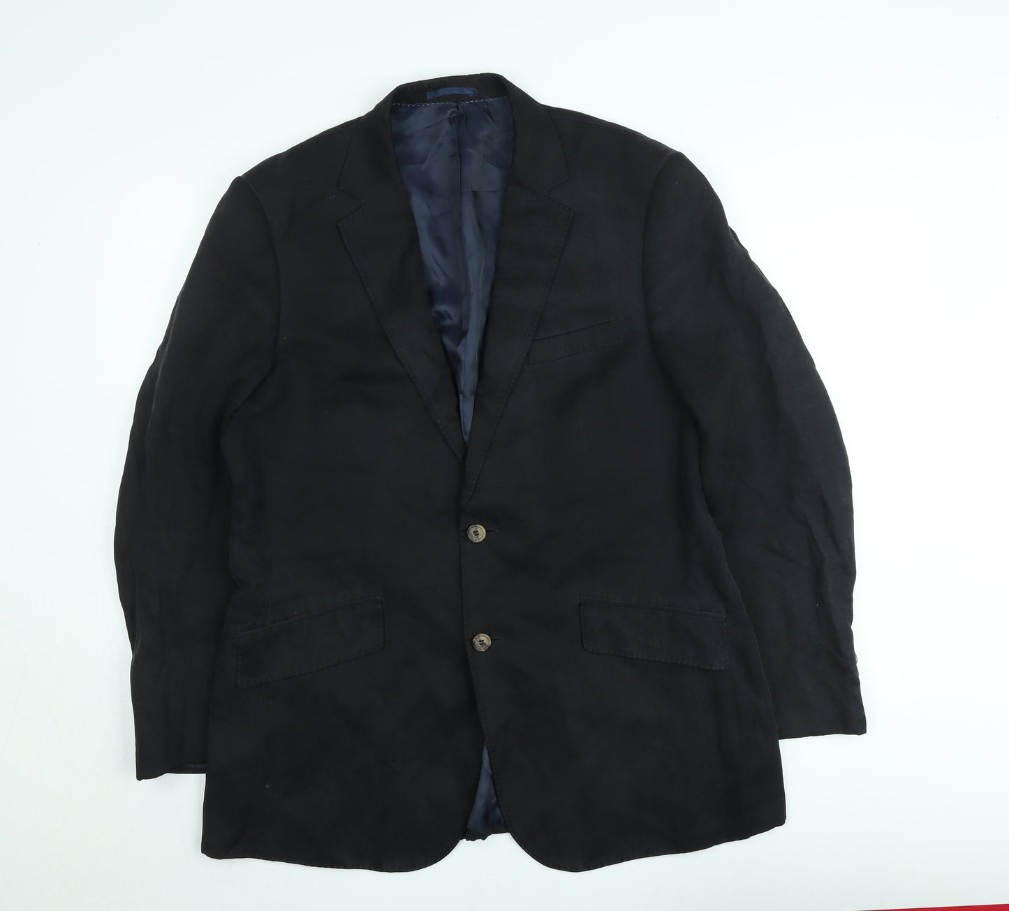 John Lewis Men Black Linen Regular Fit Blazer Jacket Size 40R