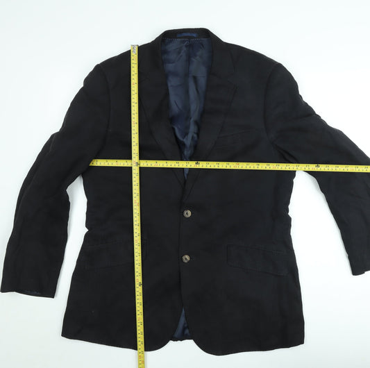 John Lewis Men Black Linen Regular Fit Blazer Jacket Size 40R