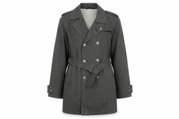 Armand Basi Women's Grey Cotton Trench Coat Size 12 Belted Classic Style