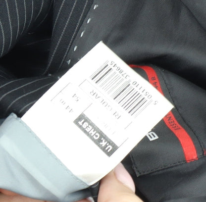 Burton Men’s Black Pinstripe 44R Regular Fit Suit Jacket