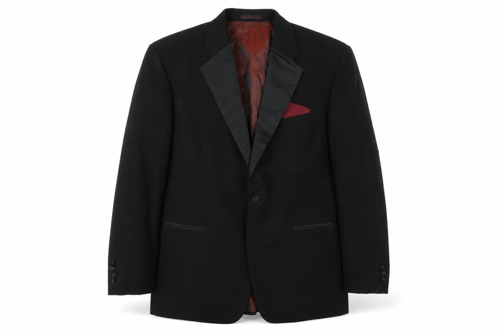 Front view of 1860 Menswear Black Tuxedo Jacket Shawl Lapel 42R Men's Formal