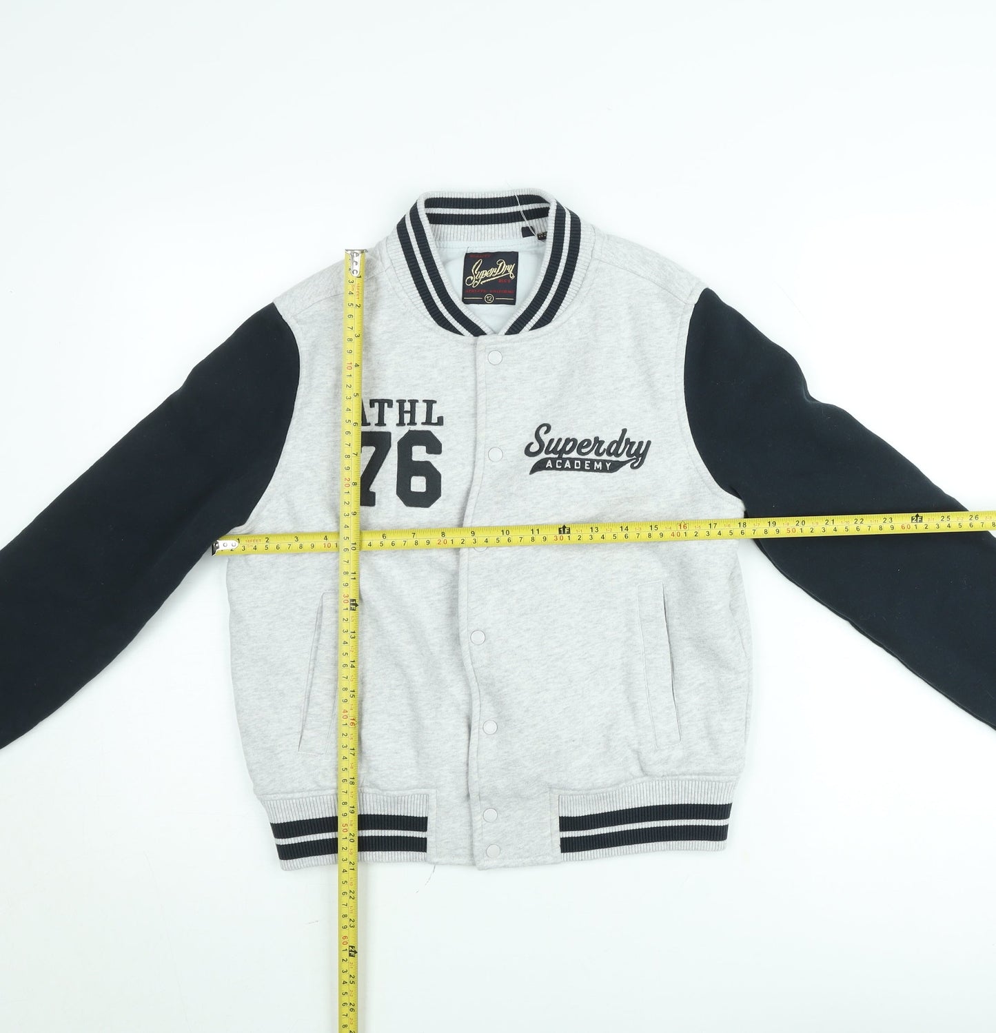 Superdry Boys Grey Varsity Jacket Size 12 Years Cotton Blend Lined