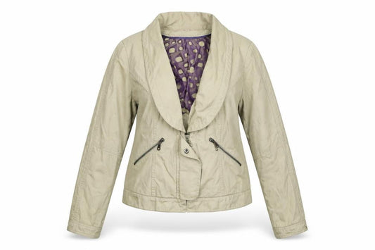 Anne Bonin Women Beige Size 14 Classic Twill Short Jacket