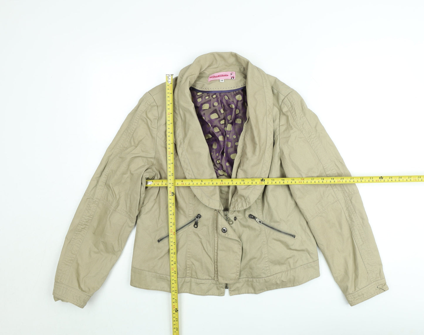 Anne Bonin Women Beige Size 14 Classic Twill Short Jacket