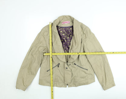 Anne Bonin Women Beige Size 14 Classic Twill Short Jacket
