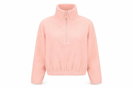Weekday Women's Pink Fleece Half Zip Pullover Sweatshirt XS