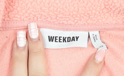 Weekday Women's Pink Fleece Half Zip Pullover Sweatshirt XS