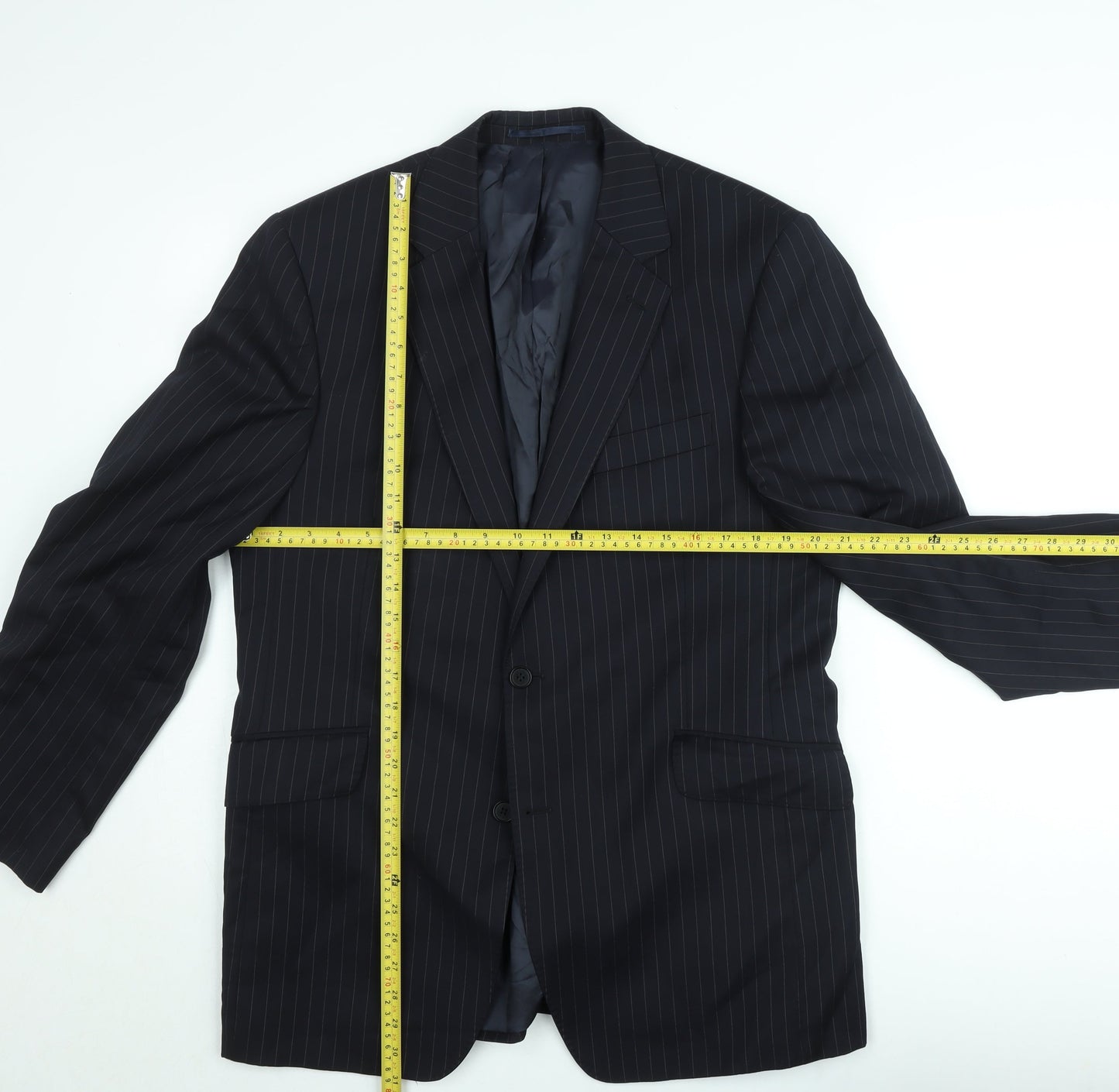 Austin Reed Men's Blue Wool Pinstripe Classic Suit Jacket