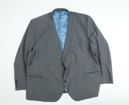 Yunsa Grey Men's Suit Jacket 56S Wool Blend Classic Fit