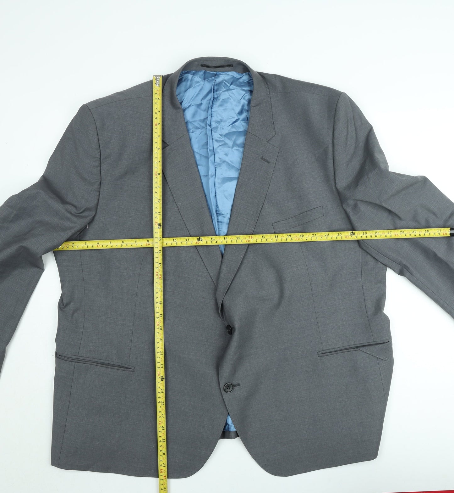 Yunsa Grey Men's Suit Jacket 56S Wool Blend Classic Fit