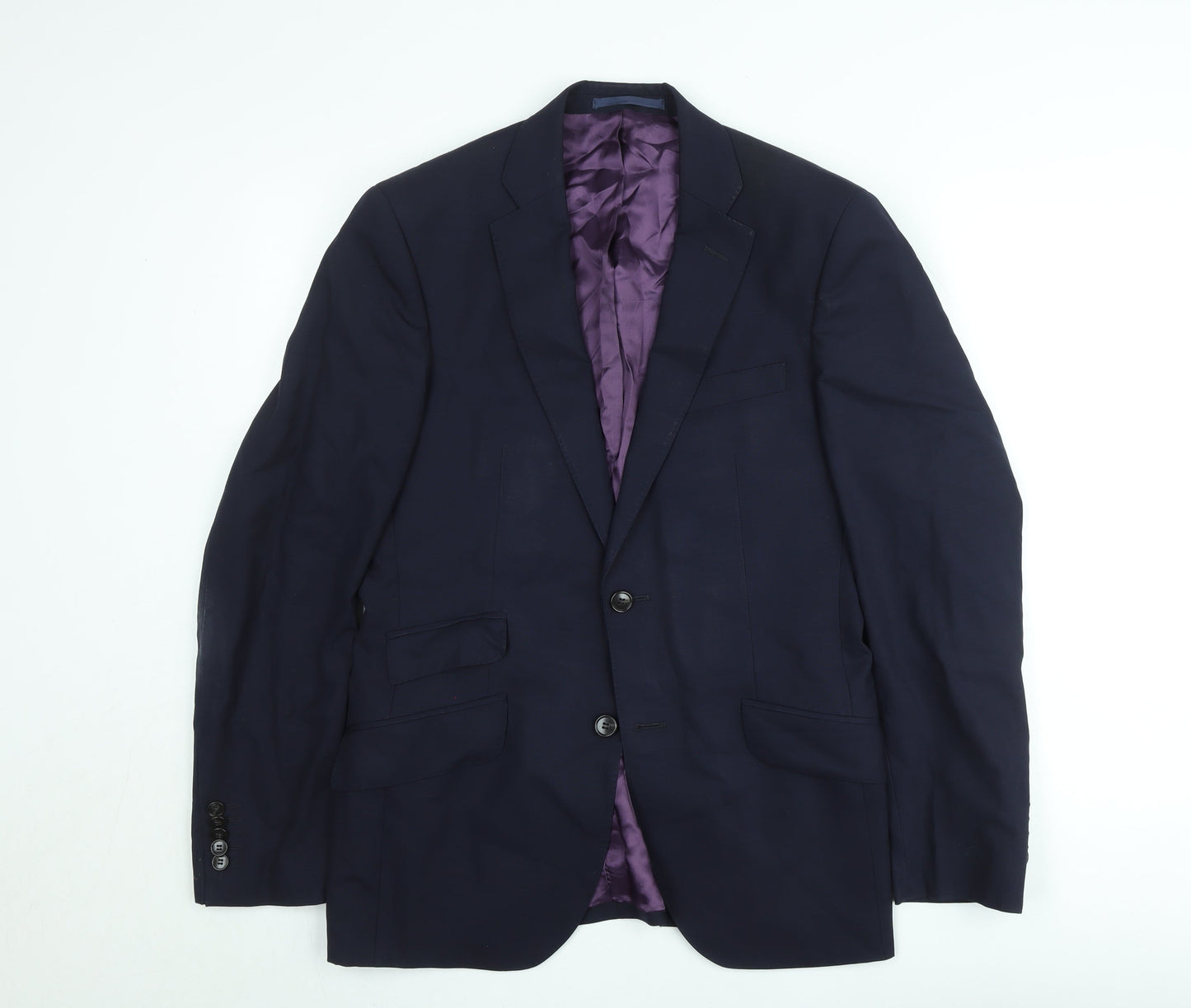 REDA Men's Blue 38R Wool Single-Breasted Blazer Jacket