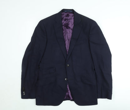 REDA Men's Blue 38R Wool Single-Breasted Blazer Jacket